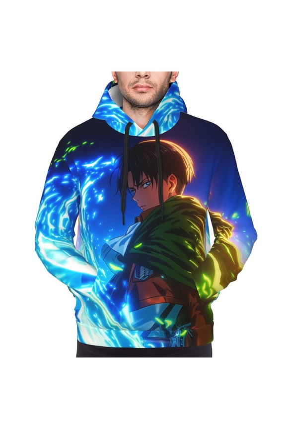 Levi Ackerman Hoodies For Men Hoodie Pullover Long Sleeve Hooded Sweatshirt With Pockets