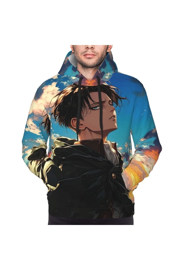 Levi Ackerman Hoodies For Men Hoodie Pullover Long Sleeve Hooded Sweatshirt With Pockets