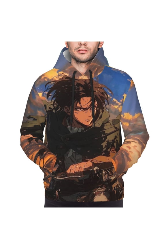 Levi Ackerman Hoodies For Men Hoodie Pullover Long Sleeve Hooded Sweatshirt With Pockets