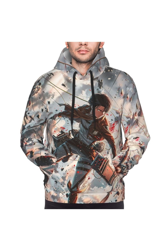 Levi Ackerman Hoodies For Men Hoodie Pullover Long Sleeve Hooded Sweatshirt With Pockets
