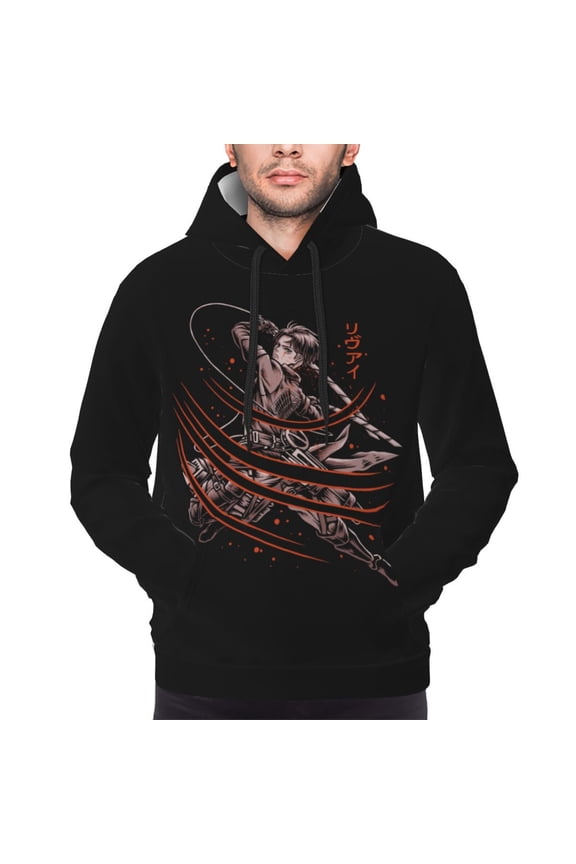 Levi Ackerman Hoodies For Men Hoodie Pullover Long Sleeve Hooded Sweatshirt With Pockets