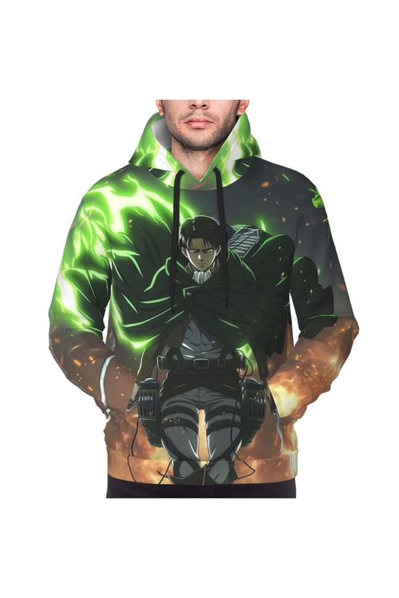 Levi Ackerman Hoodies For Men Hoodie Pullover Long Sleeve Hooded Sweatshirt With Pockets