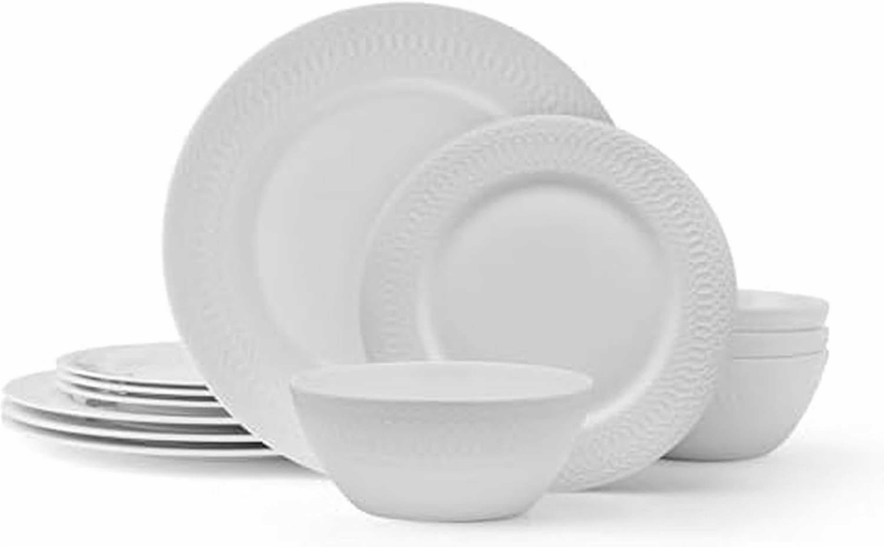 Levi Bone China Lightweight Chip Resistant 12 Piece Dinnerware Set ...