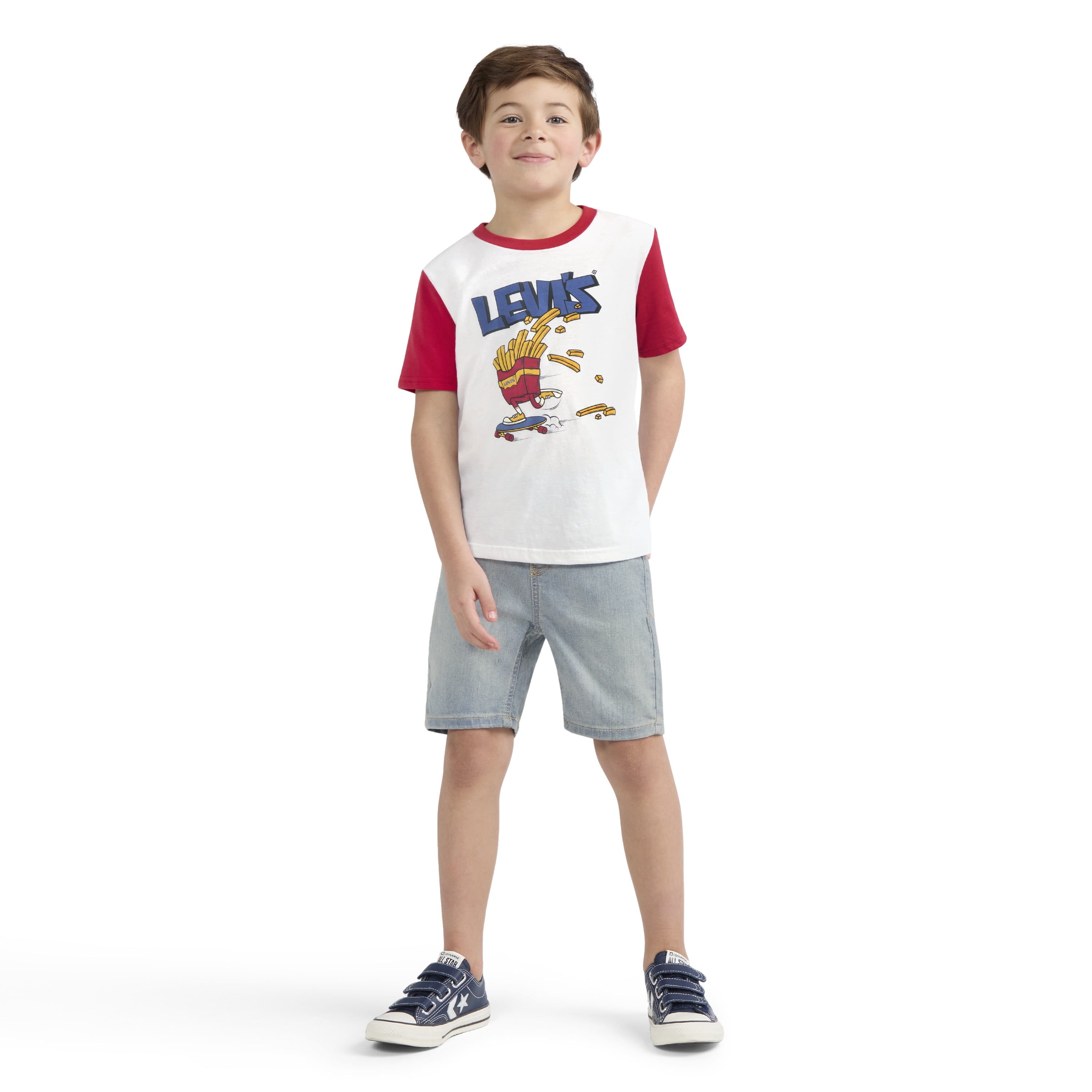 Levi Boys Fry Guy Skater Tee & Denim Short Set, Sizes 4-7
