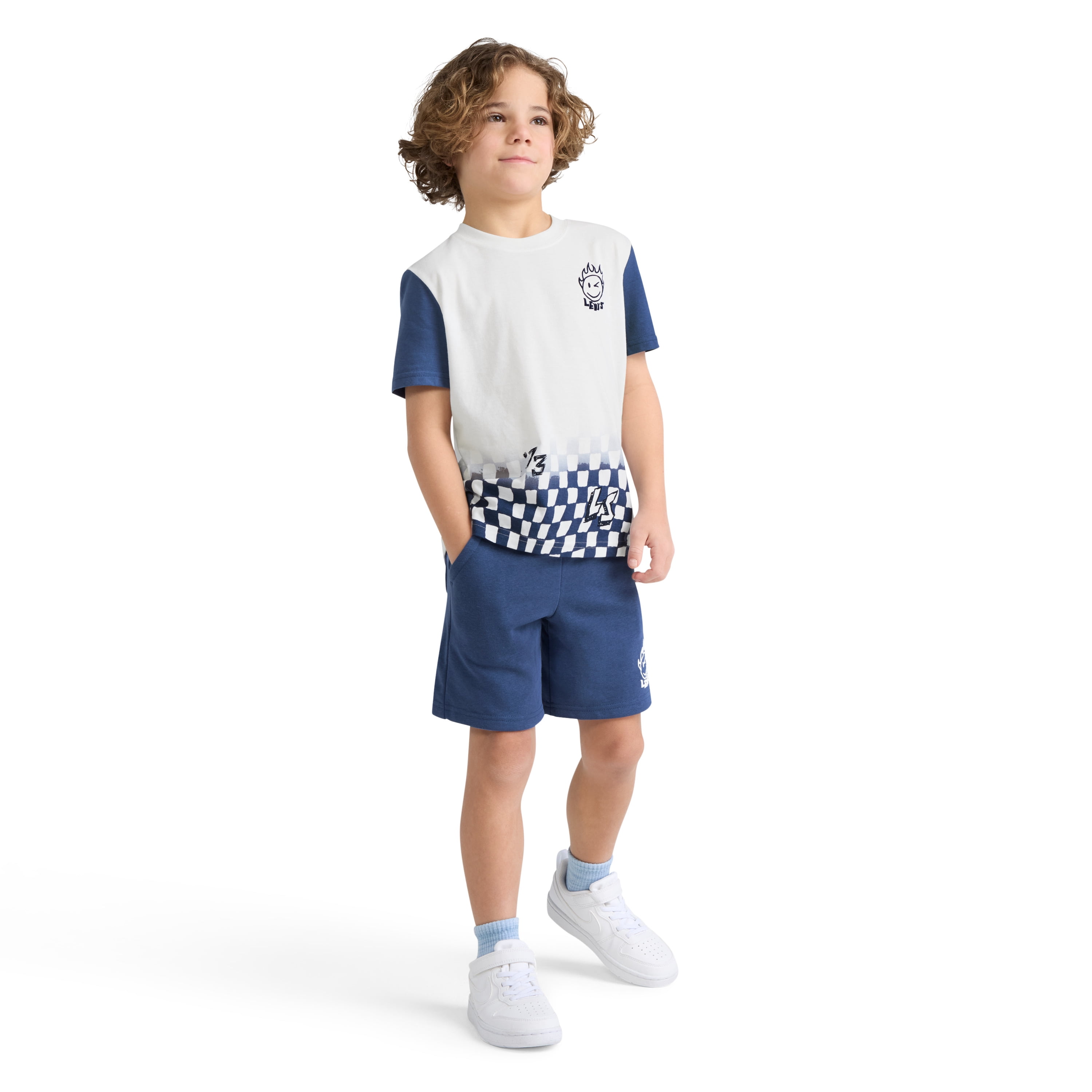 Levi Boys Smiley Check Tee & Knit Short Set, Sizes 4-7