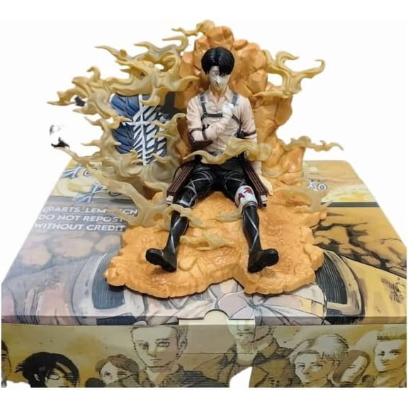 Levi Figure Sitting Levi Ackerman Action Figures 14cm/5.5inch PVC Handmade Cartoon Character Souvenirs for Anime Fans Gifts