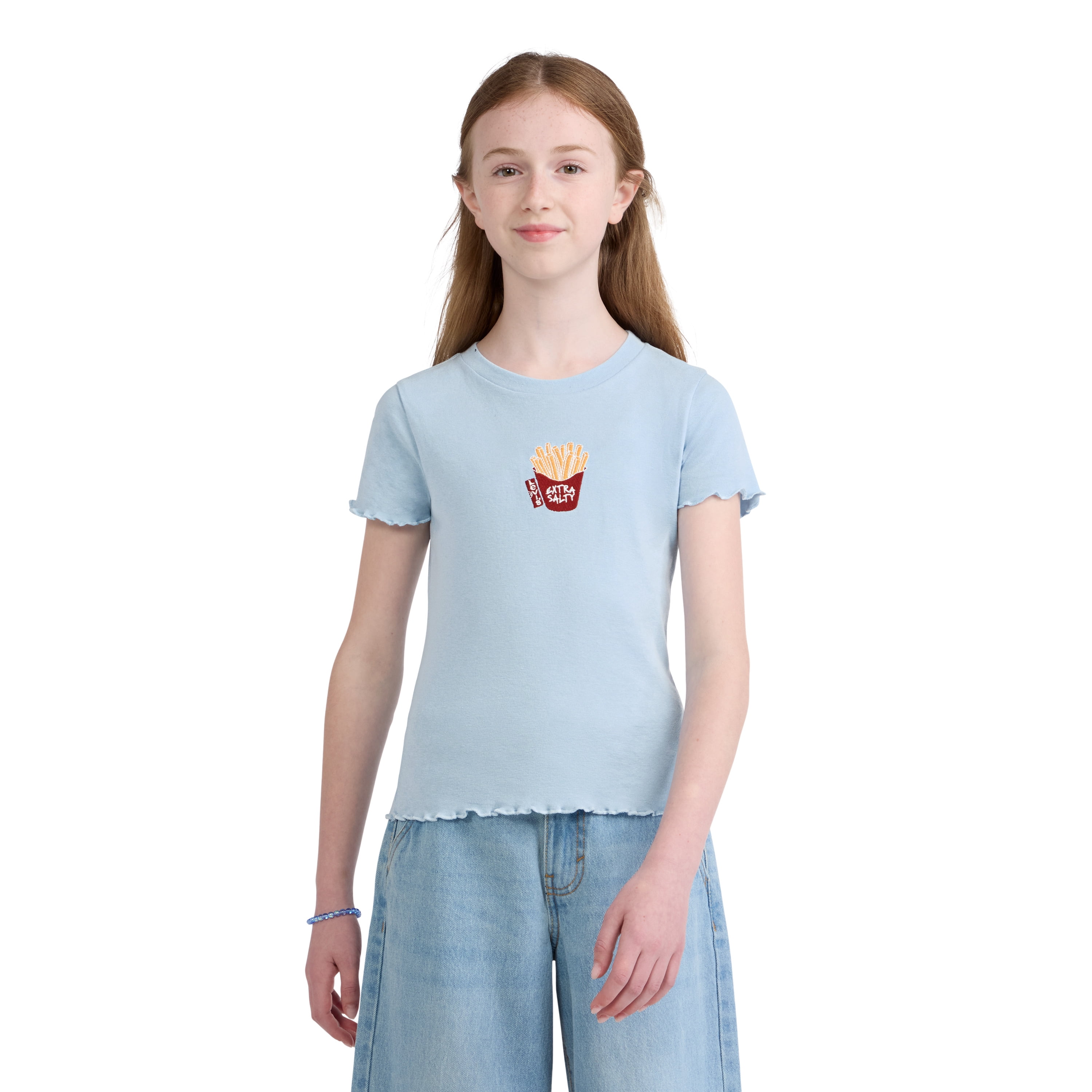 Levi Girls Graphic Rib Knit Short Sleeve Baby Tee, Sizes 4-16
