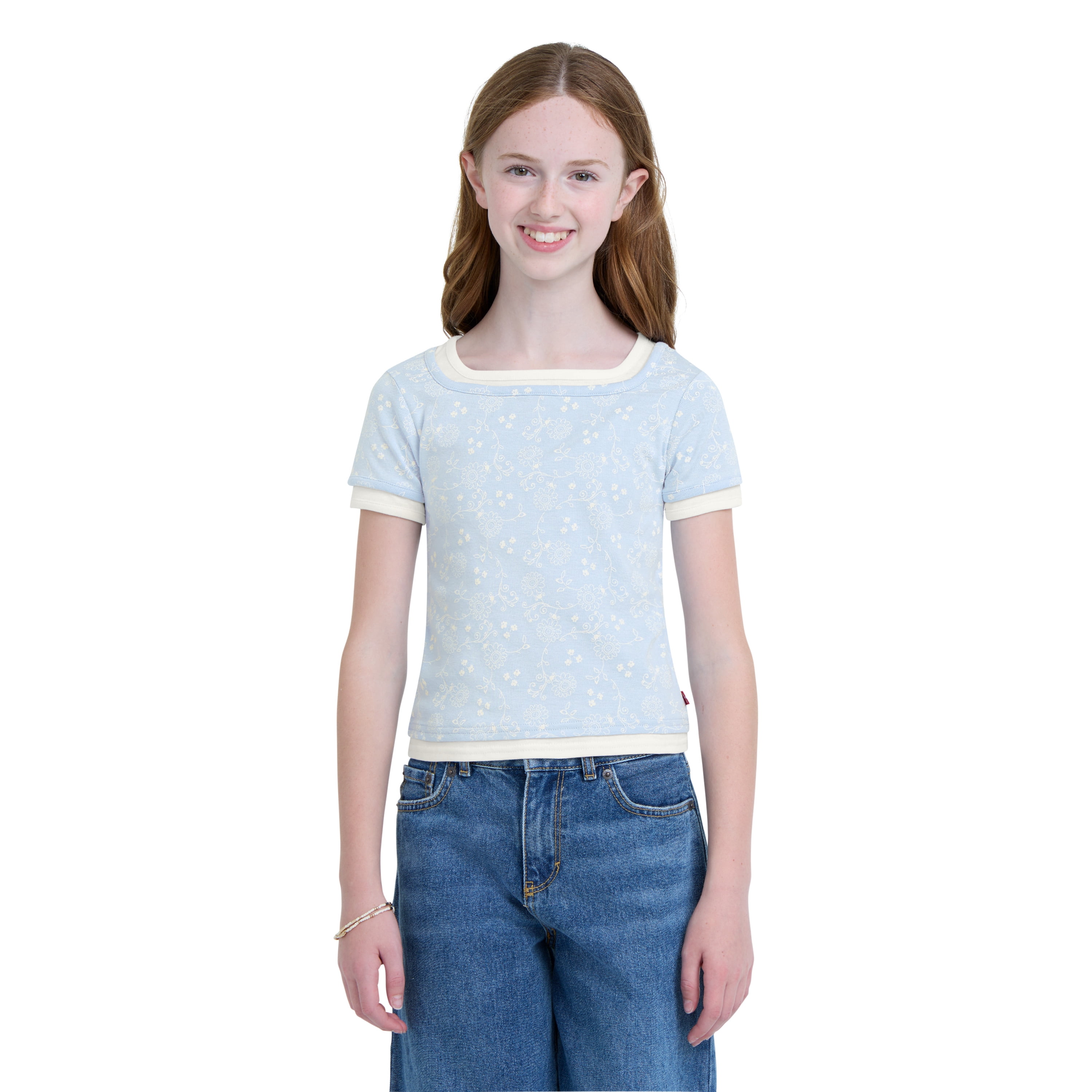 Levi Girls Layered Short Sleeve Top, Sizes 7-16