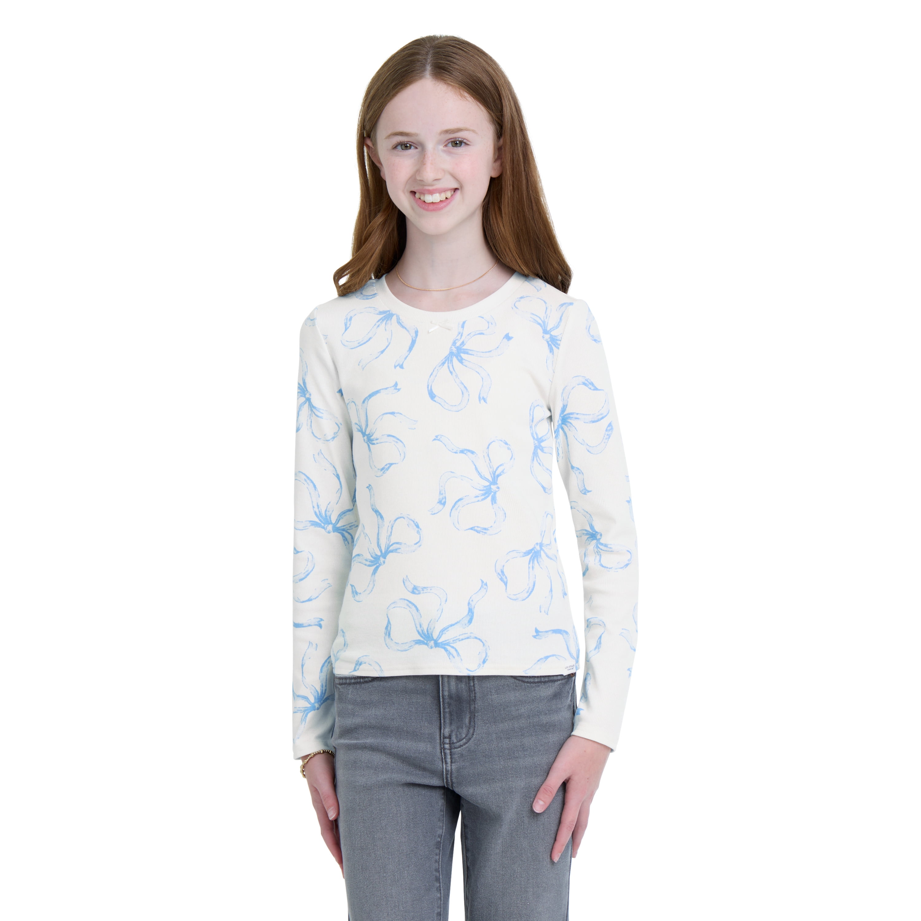 Levi Signature Girls Long Sleeve Graphic Knit Top, Sizes 4-16