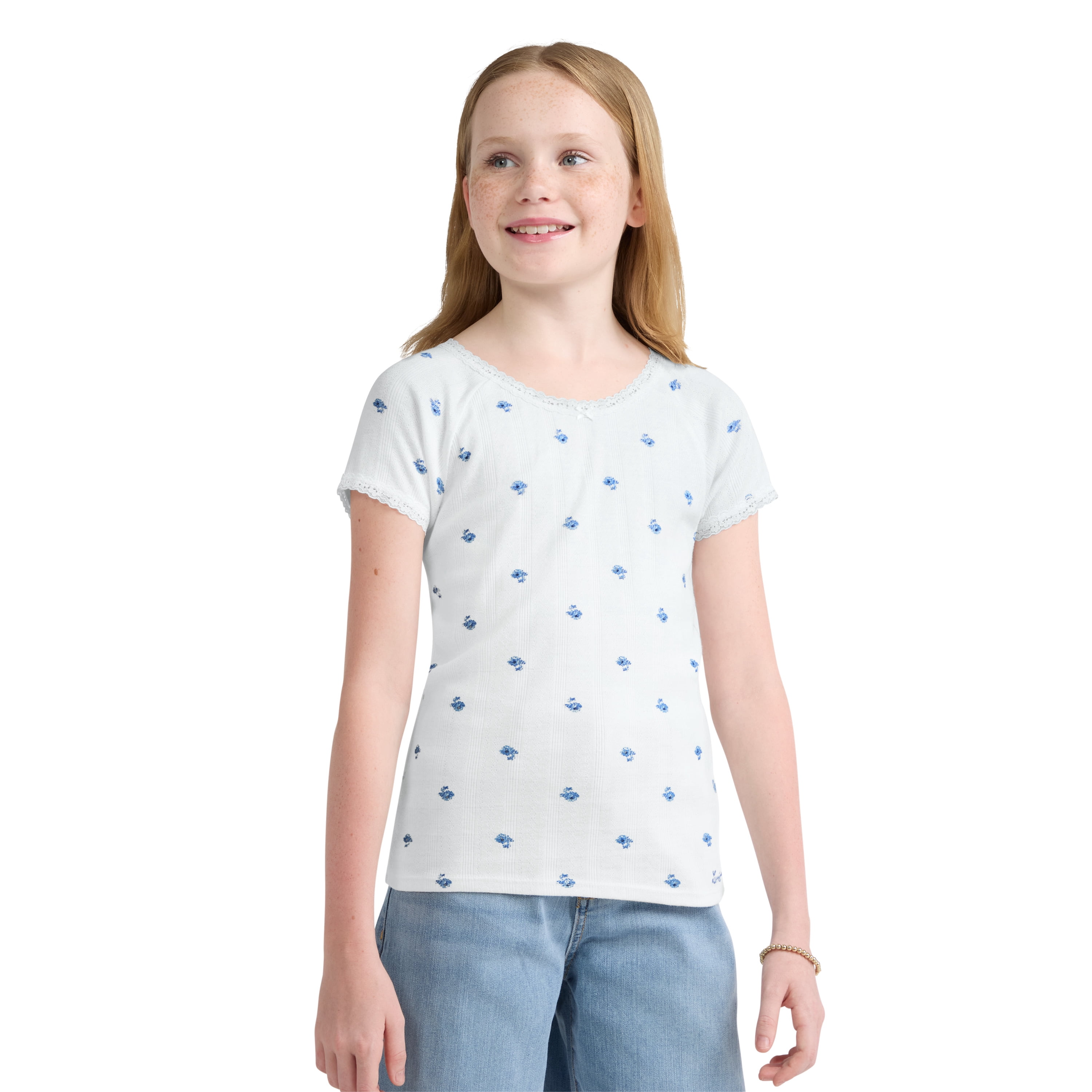 Levi Girls Short Sleeve Ditsy Print Knit Top, Sizes 7-16
