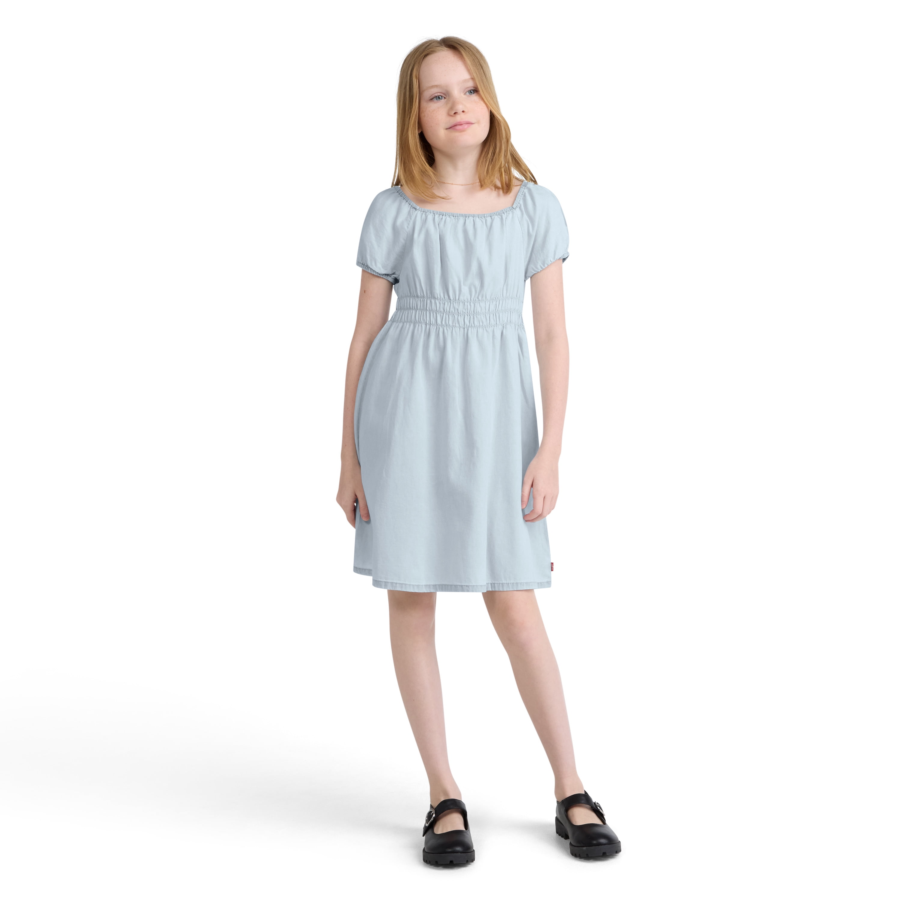 Levi Girls Square Neck Puff Sleeve Dress, Sizes 7-16