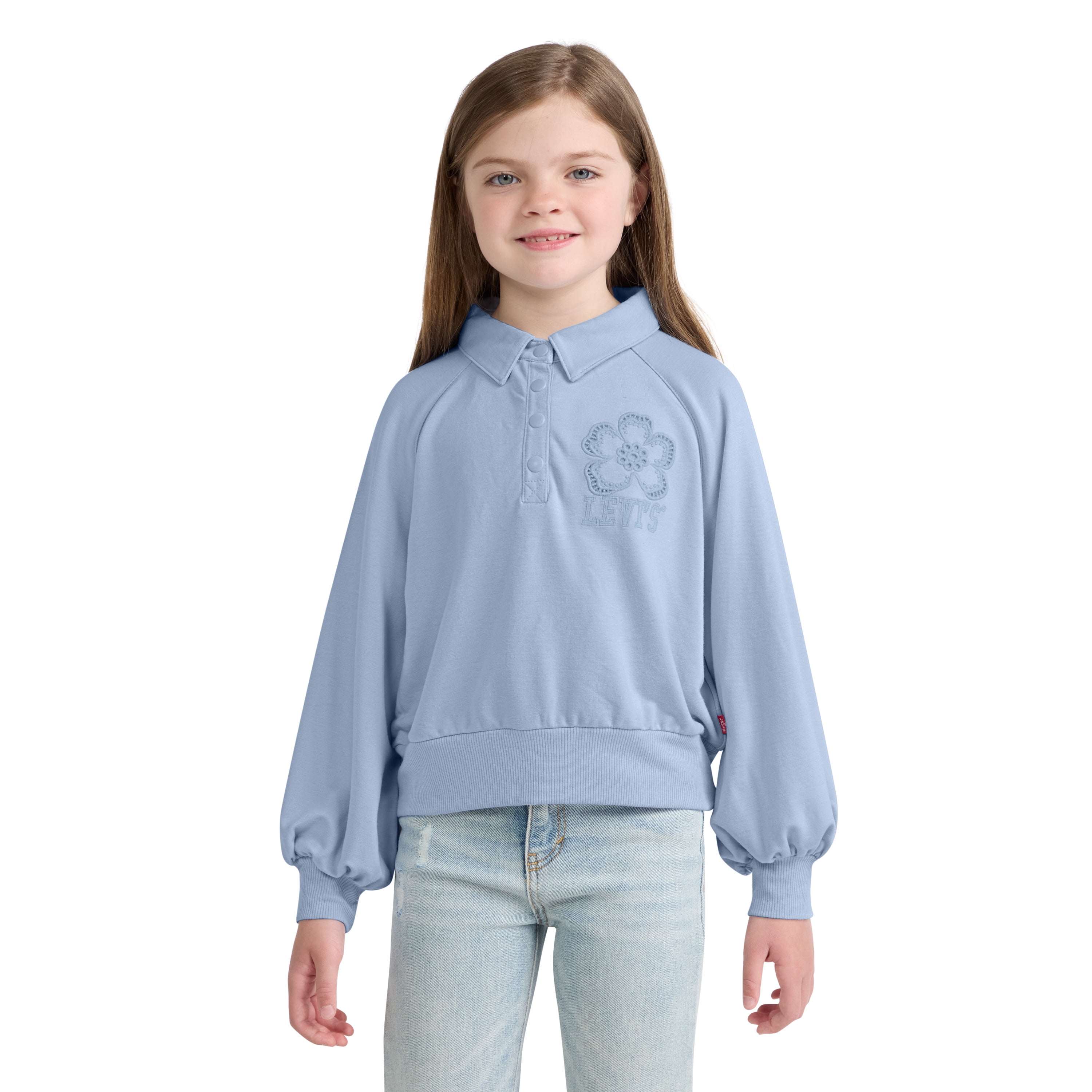 Levi's Girls Long Sleeve Collar Sweatshirt, Sizes 4-16