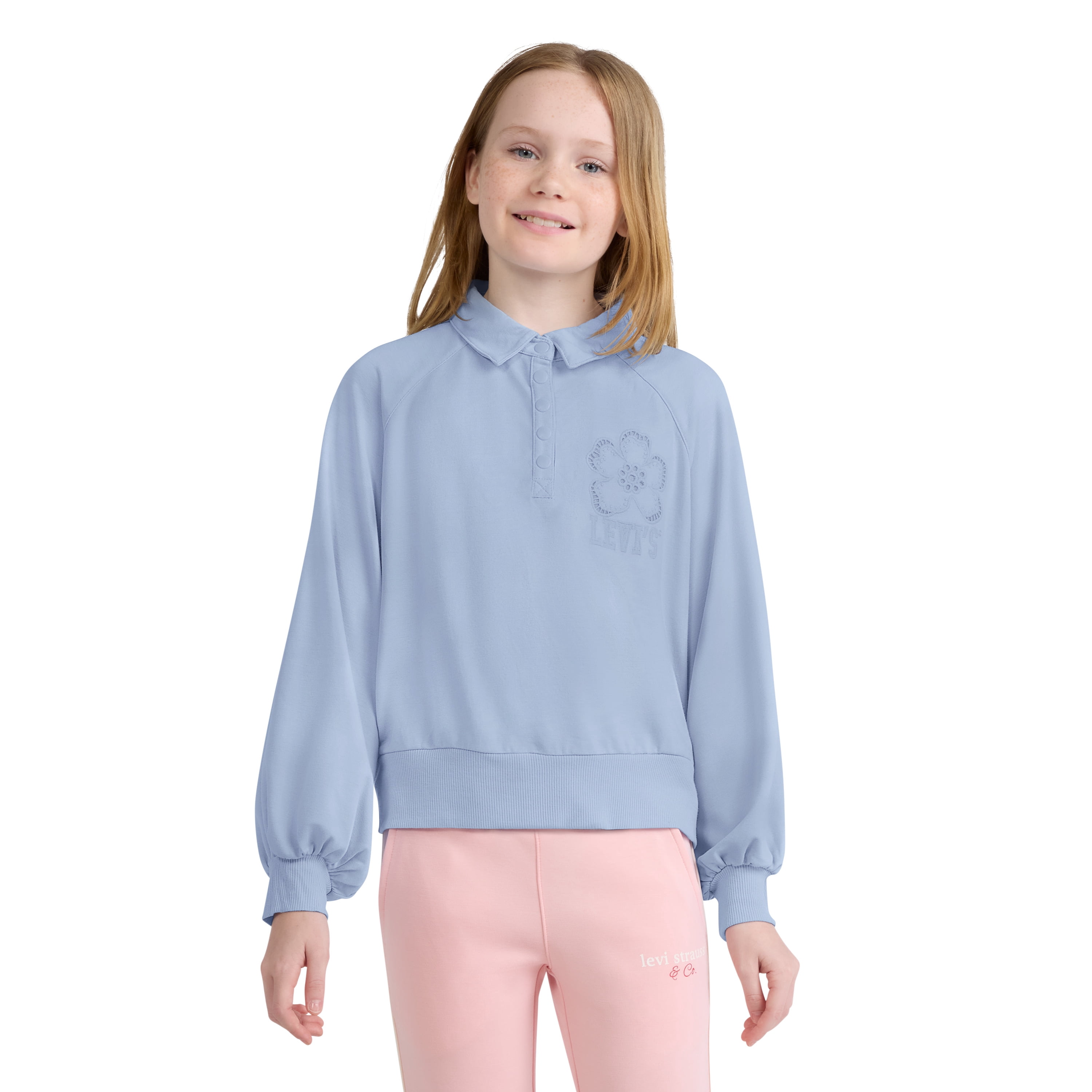 Levi's Girls Long Sleeve Collar Sweatshirt, Sizes 4-16