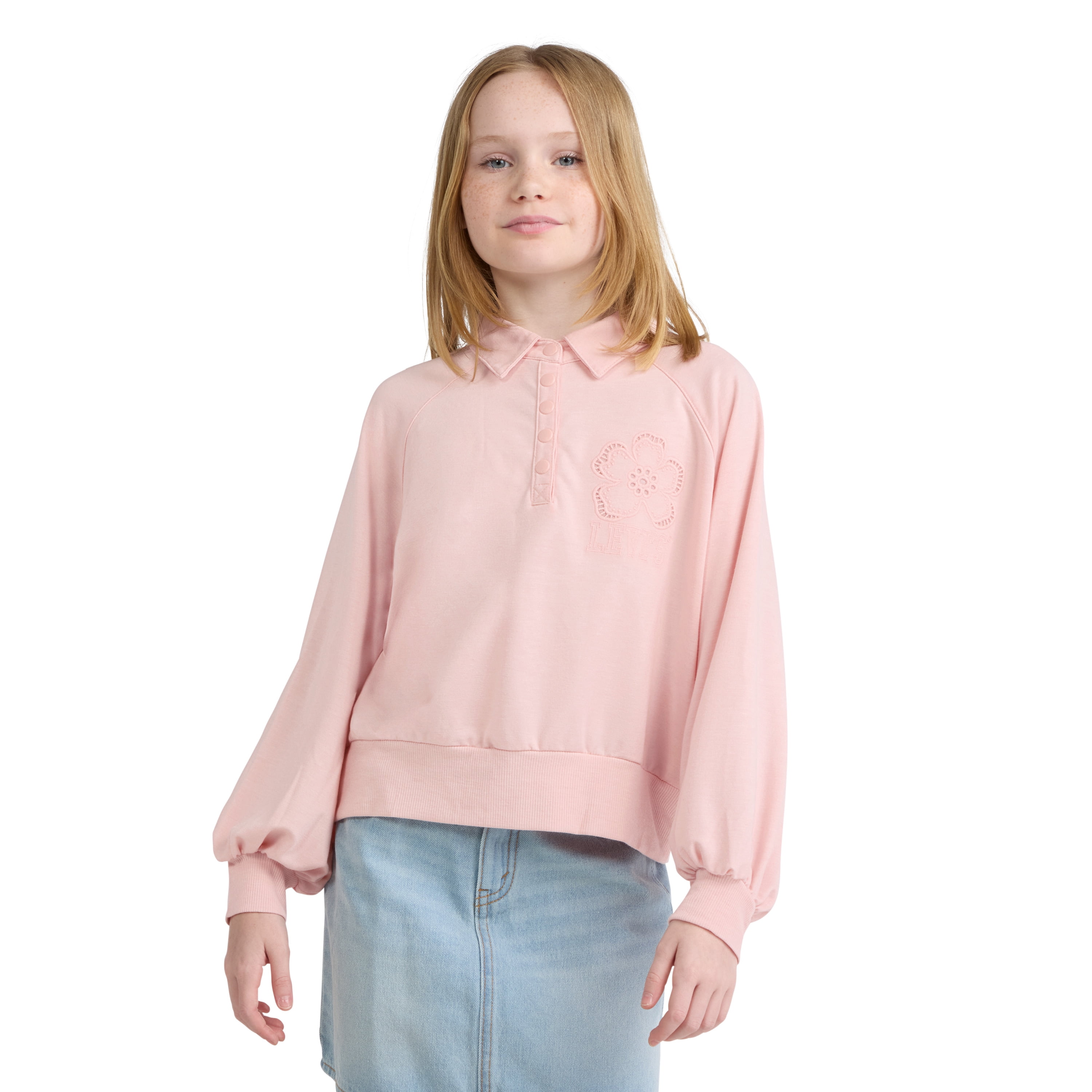 Levi's Girls Long Sleeve Collar Sweatshirt, Sizes 4-16