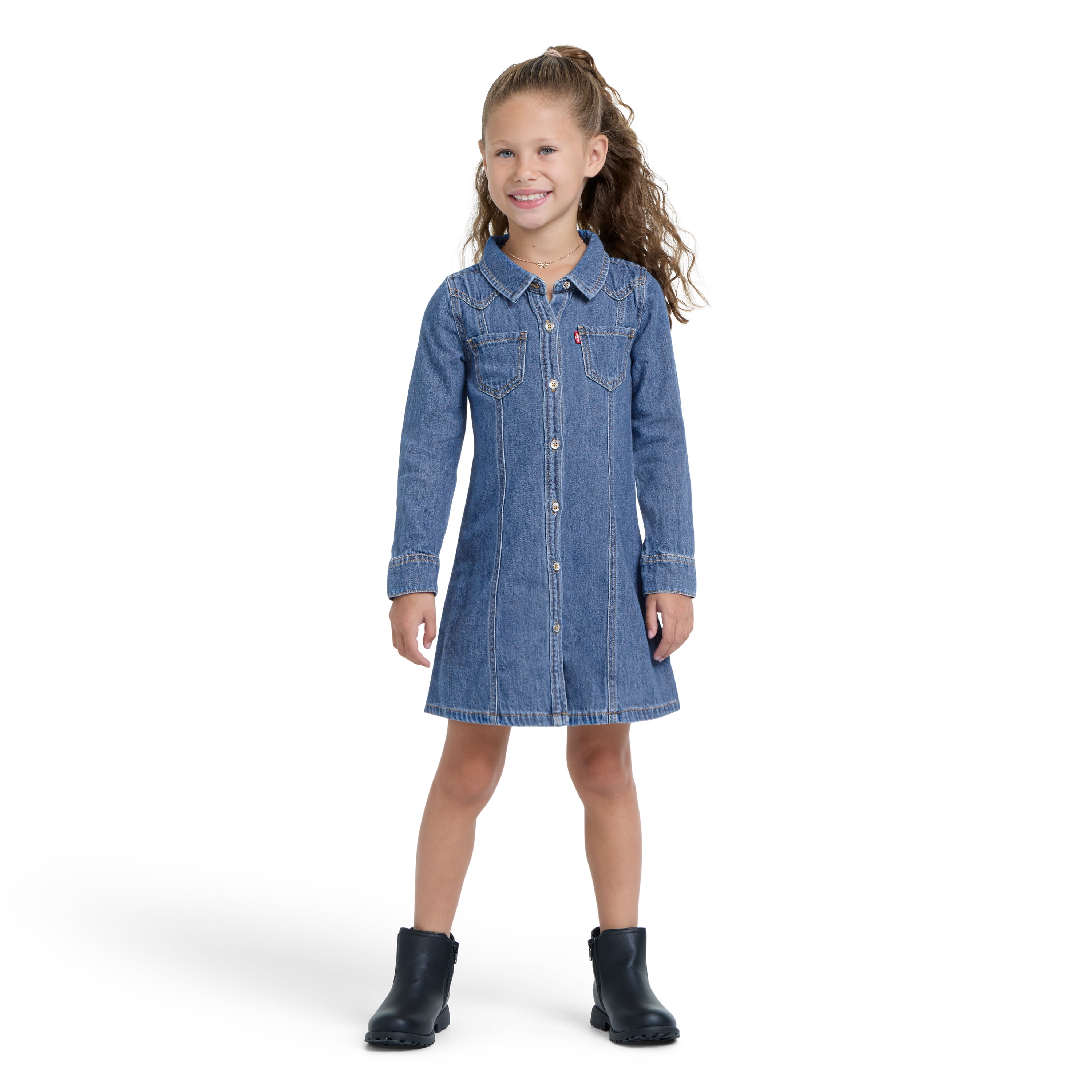 Levi's Girls Western Denim Shirt Dress, Sizes 4-6X