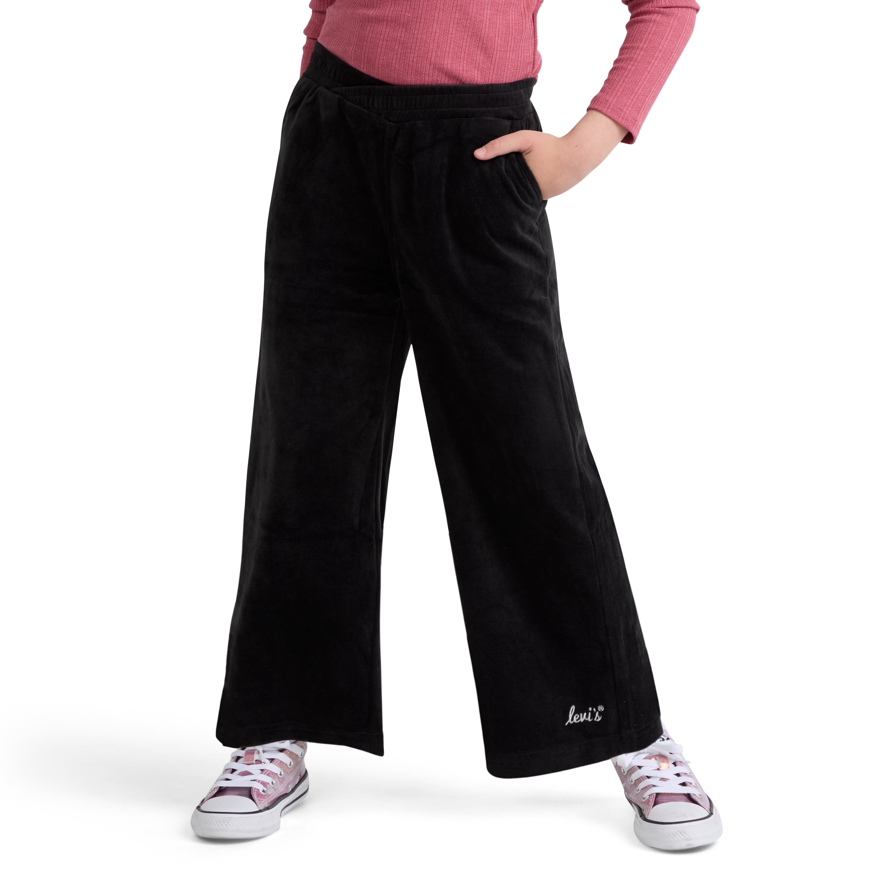 Levi Girls Wide Leg Velour Pant, Size 4-6X