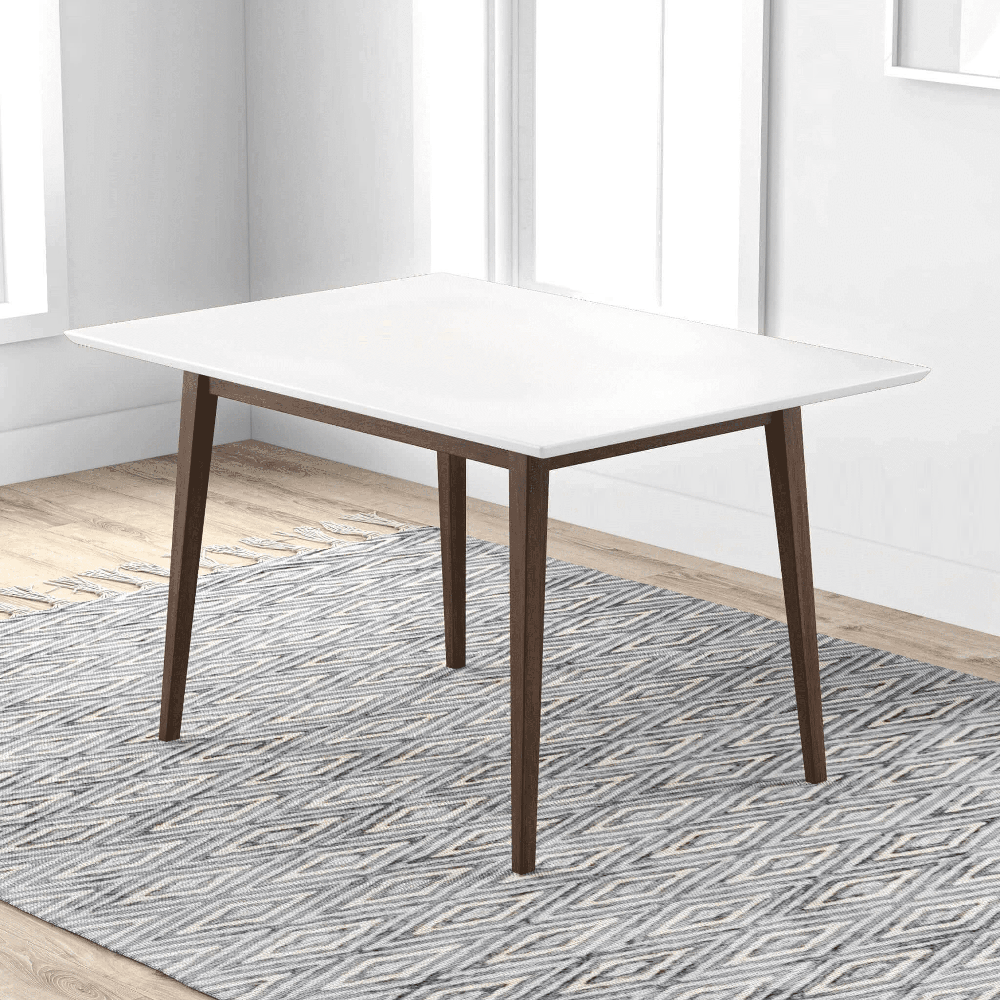47" Solid Wood Dining Table - Modern Rectangular Kitchen Table in Dark ...