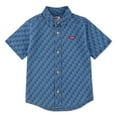 thumbnail image 1 of Levi's Boys' Checked Denim Button Up Shirt with Short Sleeves, Sizes 4-20, 1 of 3