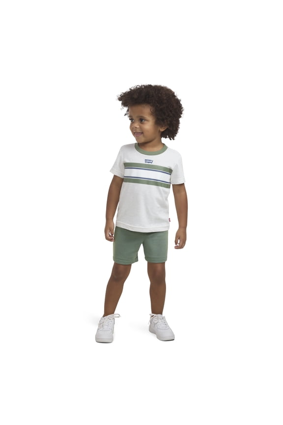 Levi's Boys Chest Stripe Logo Shirt & Short Set, 2T-4T
