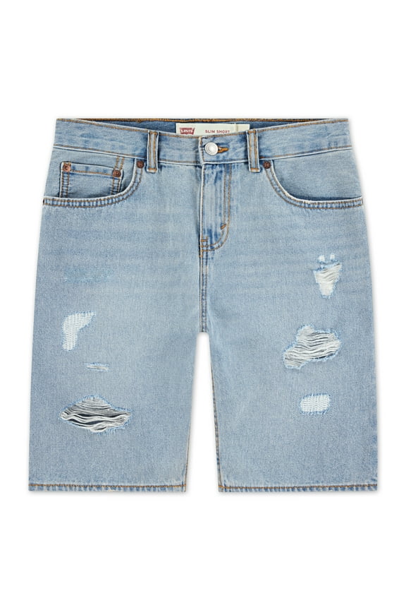 Boys Destructed Slim Denim Shorts, Sizes 4-20