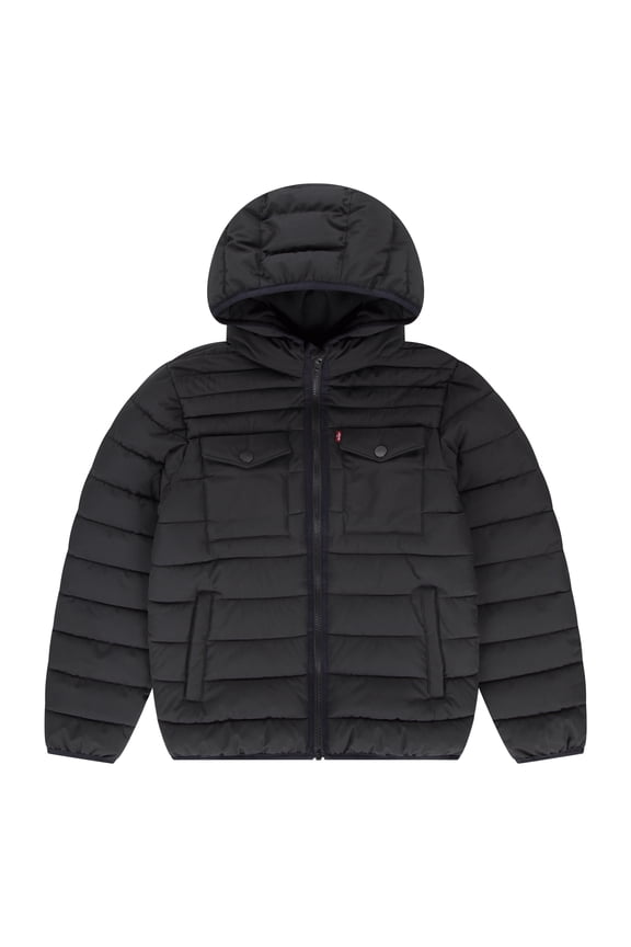Boys' Heavyweight Puffer Jacket with Hood, Sizes 8-20
