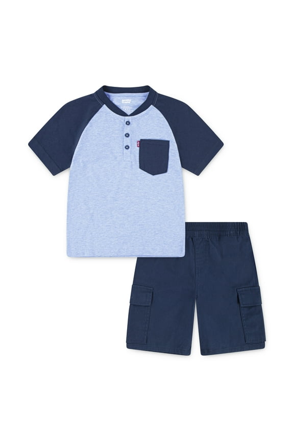 Levi's Boys Raglan Henley Tee & Cargo Short Set, Sizes 4-7
