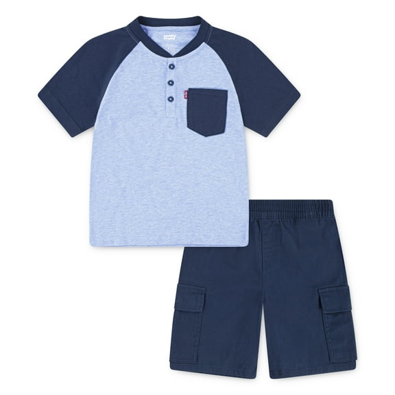 Levi's Boys Raglan Henley Tee & Cargo Short Set, Sizes 4-7