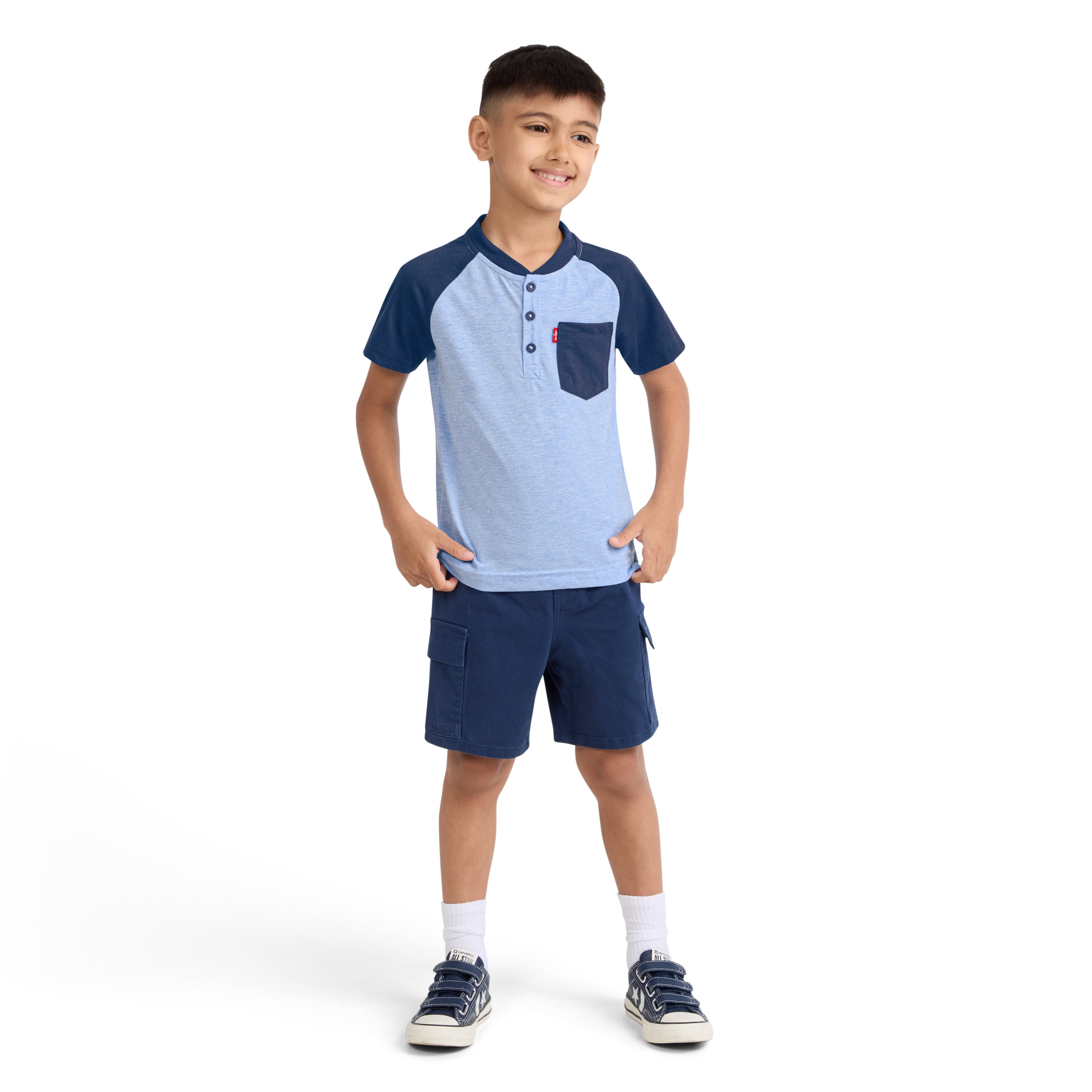 Levi's Boys Raglan Henley Tee & Cargo Short Set, Sizes 4-7