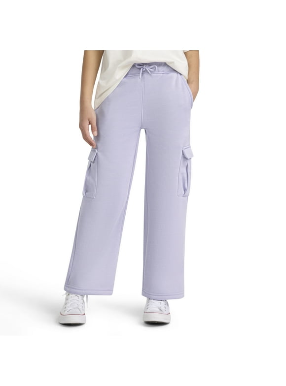 Girls Wide Leg Cargo Fleece Pant, Sizes 7-16