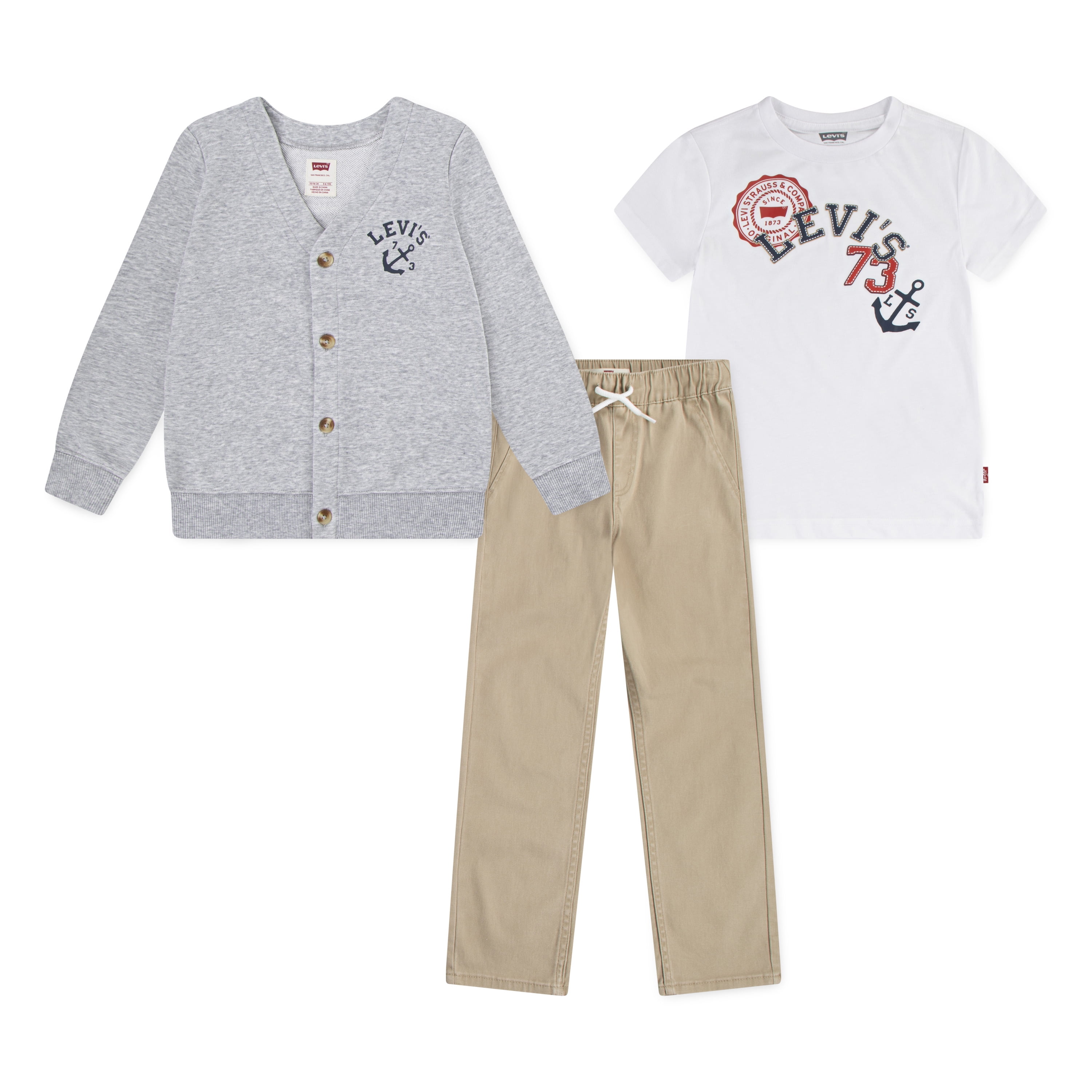Levi's Toddler Boys 3pc Cardigan Tee & Pant Set, Sizes 4-7