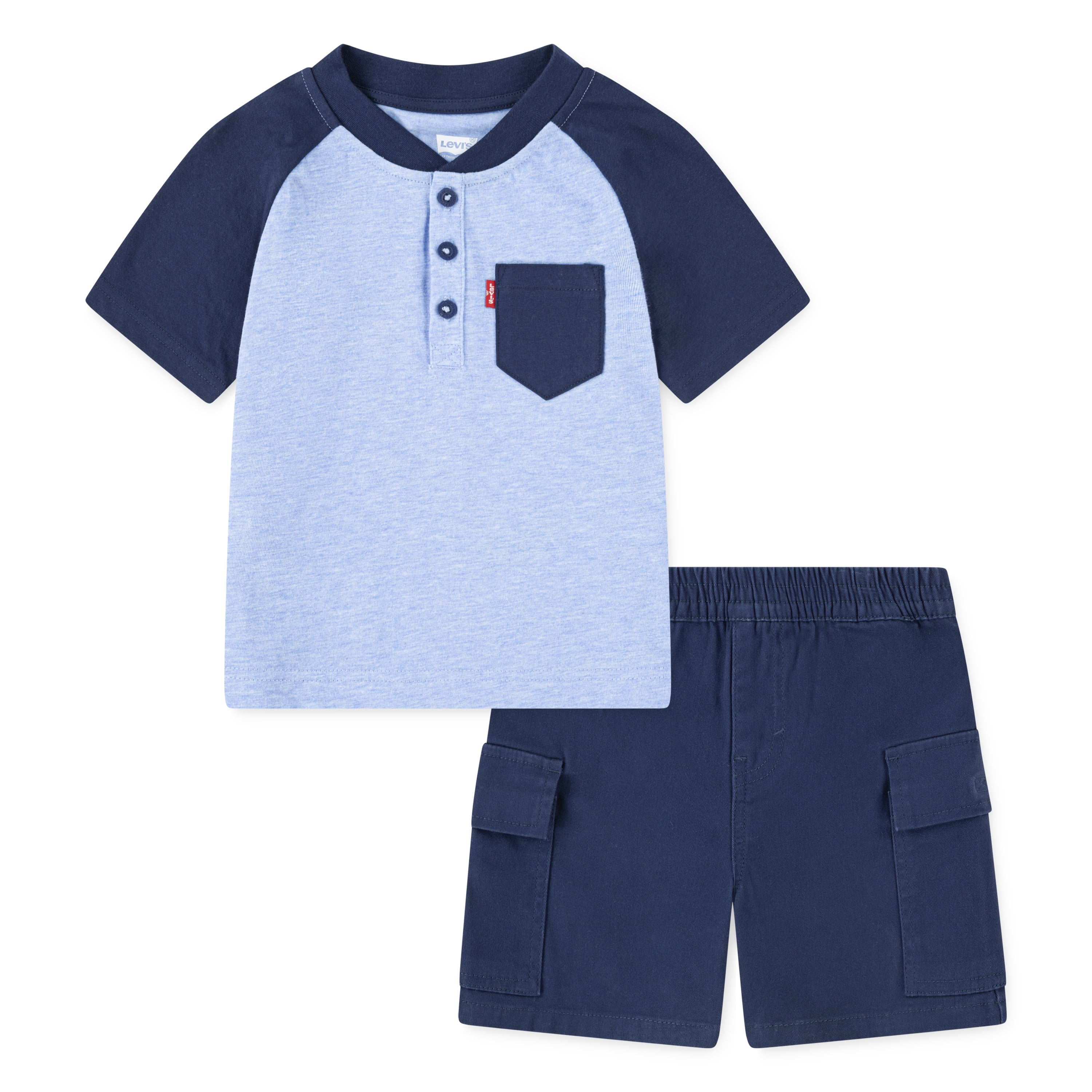 Levi's Toddler Boys Raglan Henley Tee & Cargo Short Set, Sizes 2T-4T