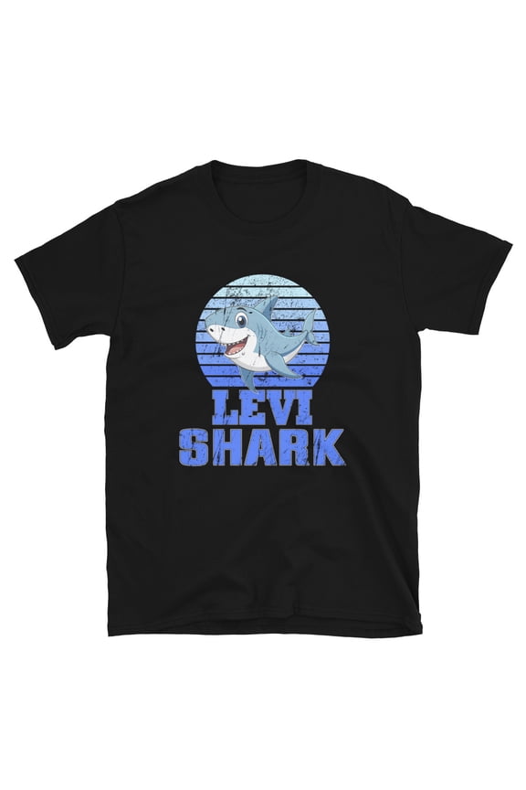 Levi Shark Family Reunion Squad First Last Name (Black, L)