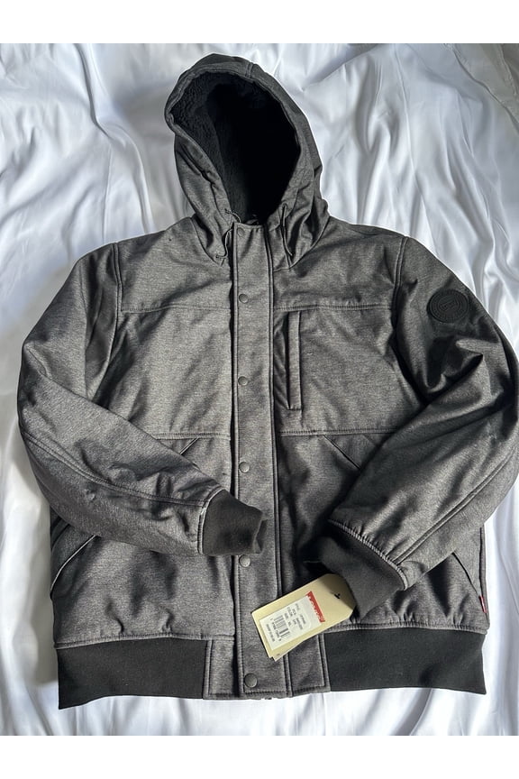 Men's Soft Shell Sherpa Lined Hooded Jacket Gray XL B4HP