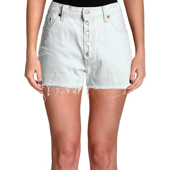 Levi Strauss & Co. Womens 501 Button Fly Frayed Hem Denim Shorts