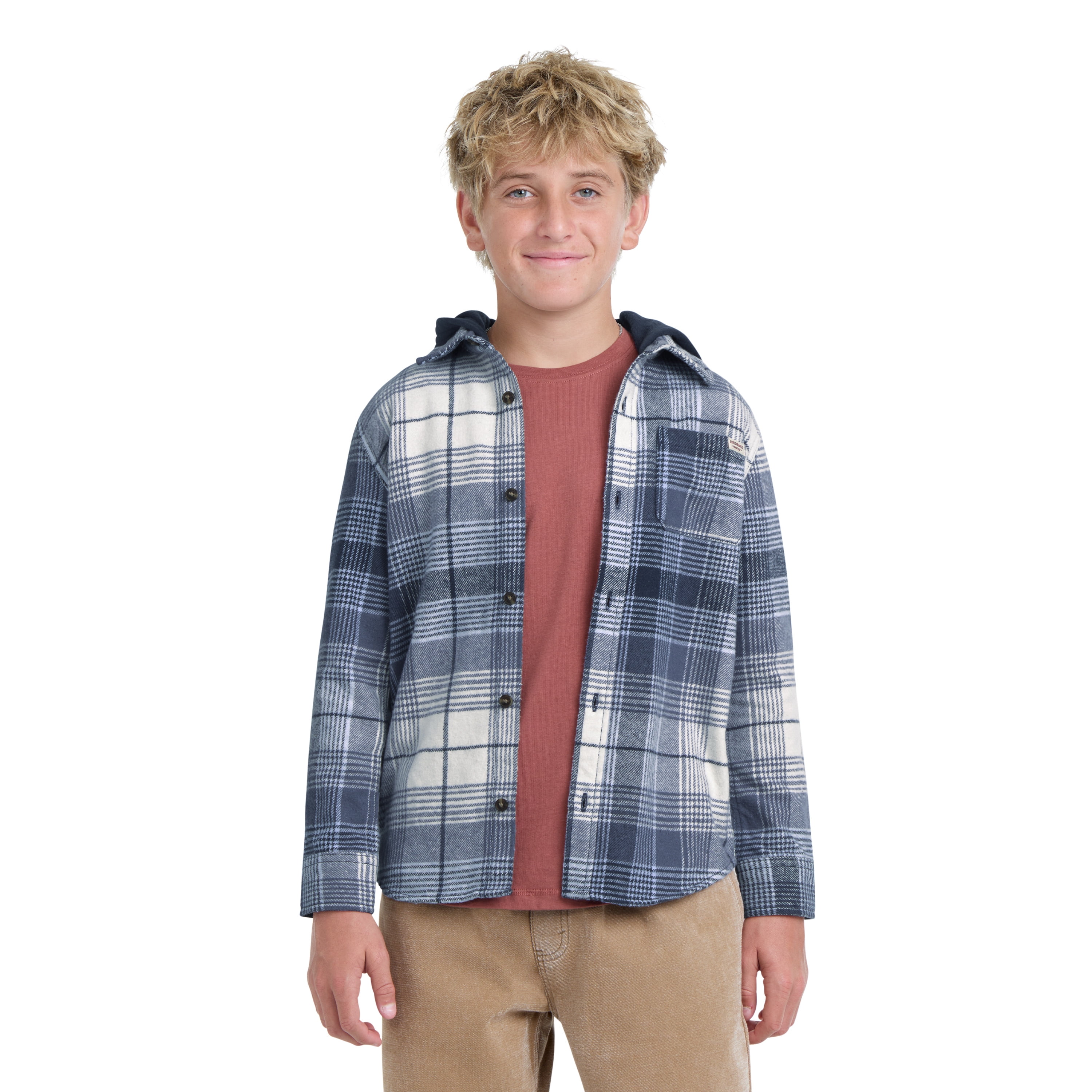 Levi Strauss Signature Boys Hooded Plaid Flannel, Sizes 4-18
