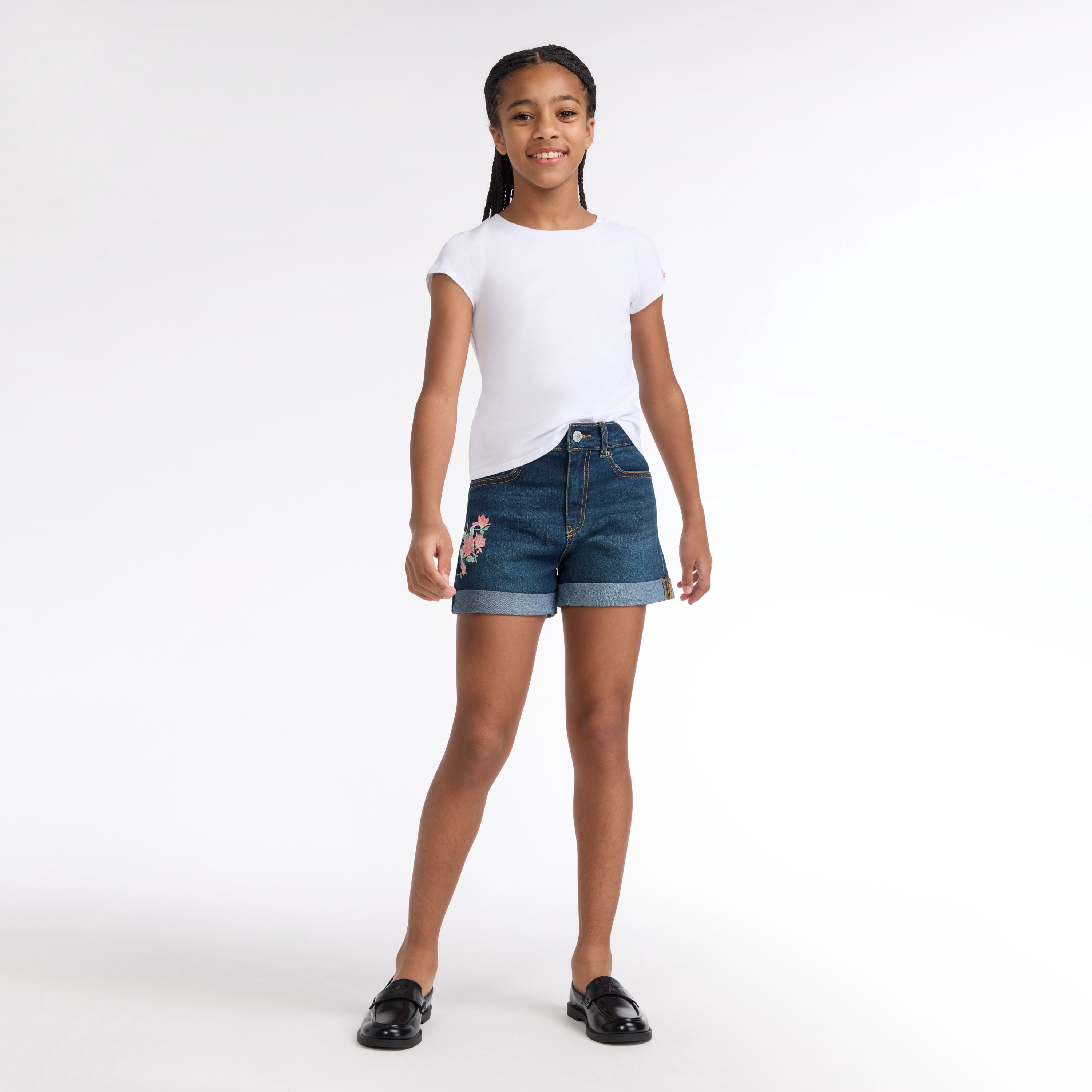 Levi Strauss Signature Girls High Rise Mom Denim Shorts, Sizes 5-18