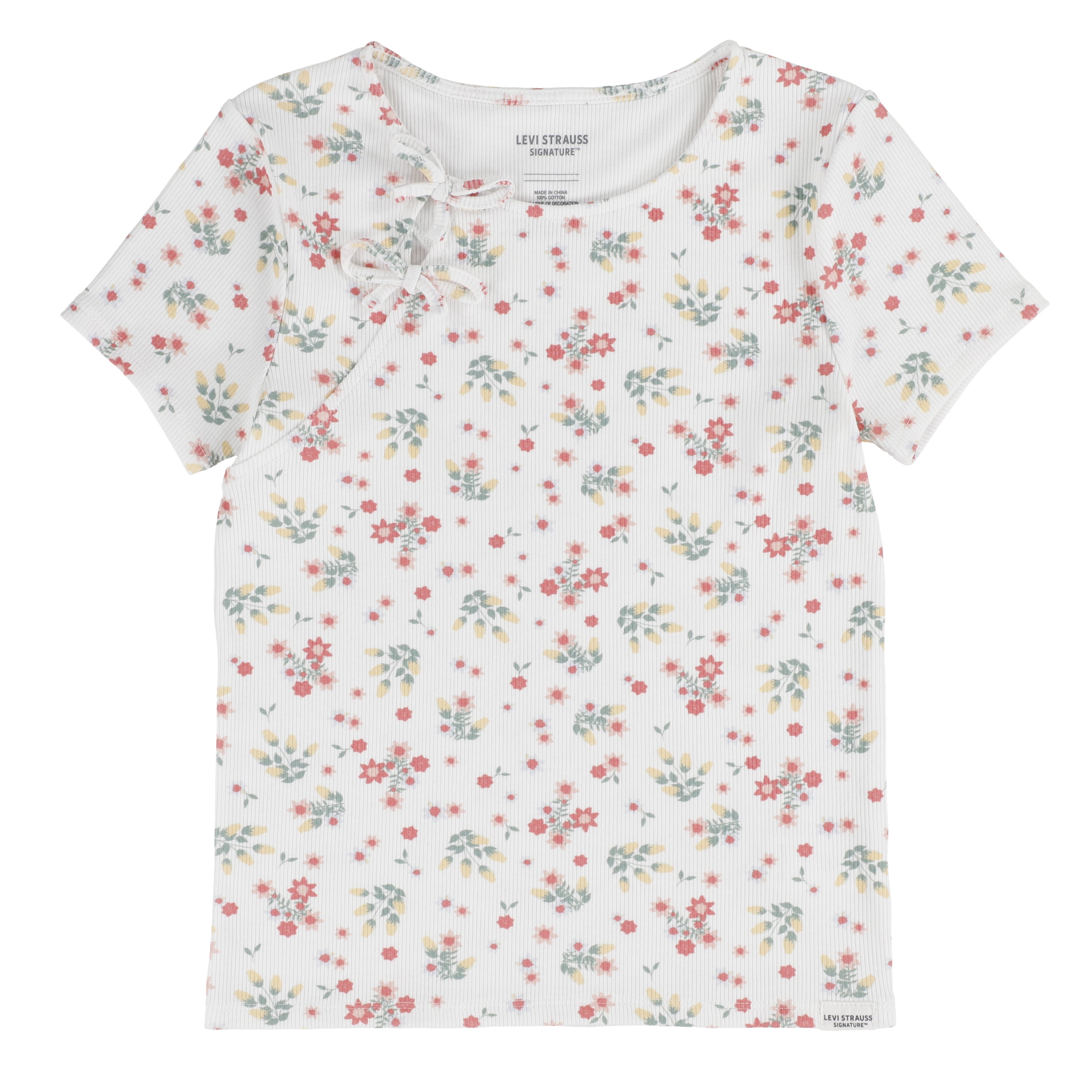 Levi Strauss Signature Girls Short Sleeve Bow Top, Sizes 4-16