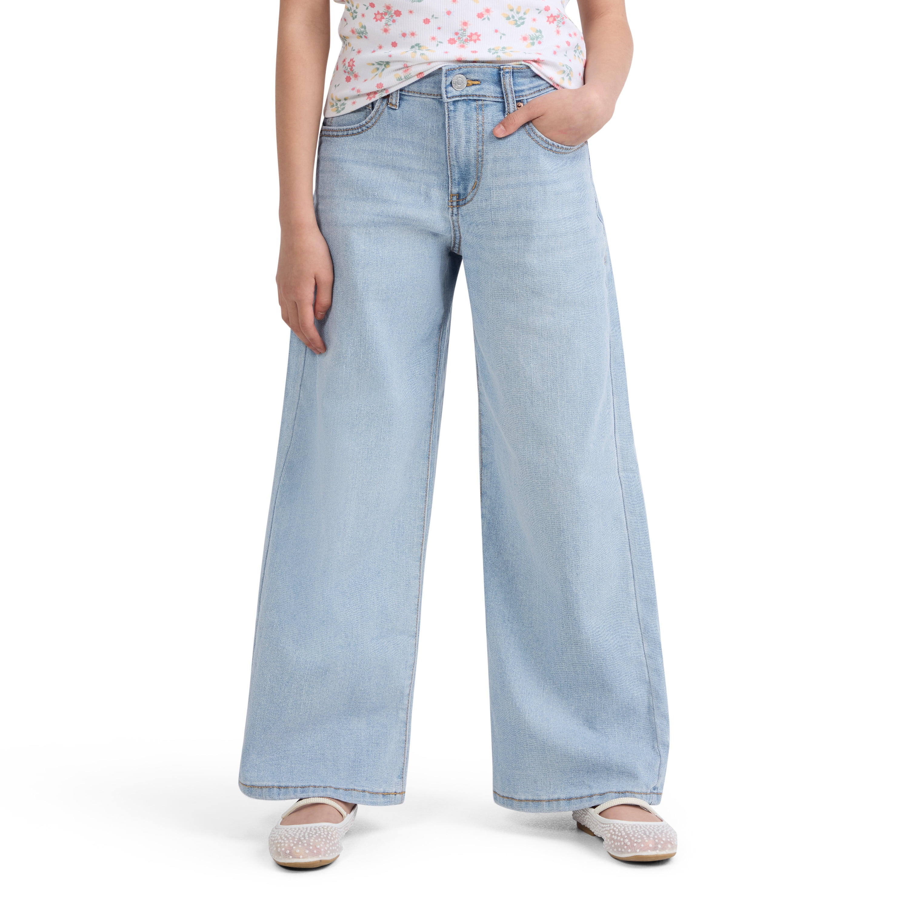 Levi Strauss Signature Girls' Baggy Straight Leg Jeans, Sizes 2T-18