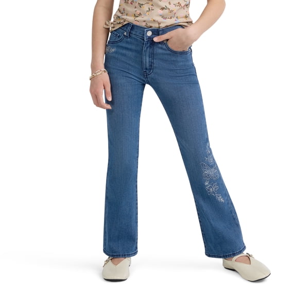 Levi Strauss Signature Girls Butterfly Embroidered Flare Jean, Size 5-18