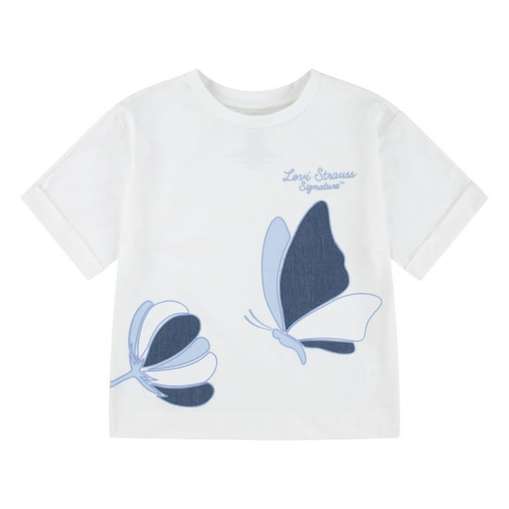 Levi Strauss Signature Girls Denim Applique Graphic Top, Sizes 4-16