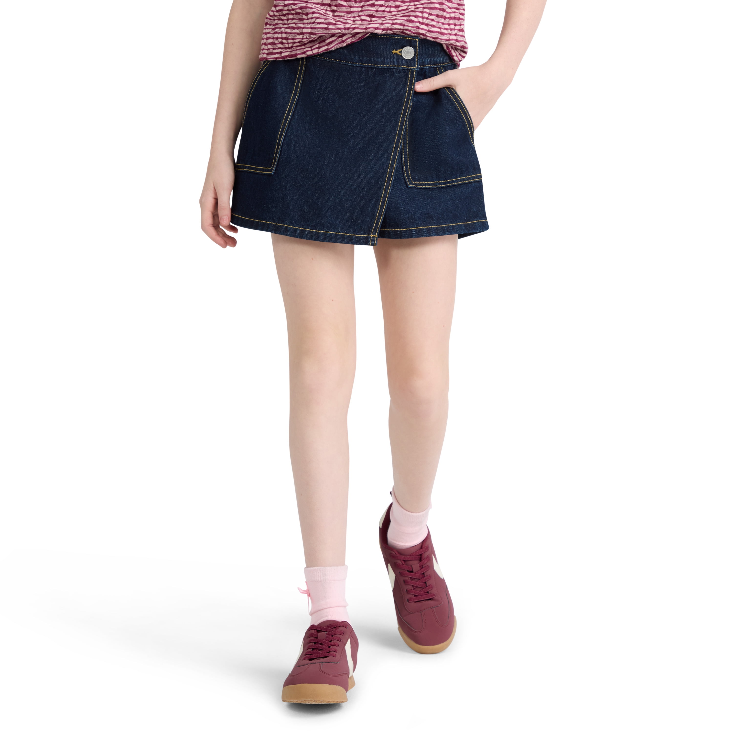 Girls Denim Utility Skort, Size 5-18