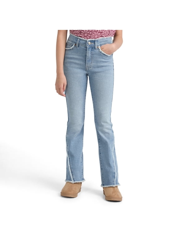 Girls Fray Edge Flare Jean, Size 5-18