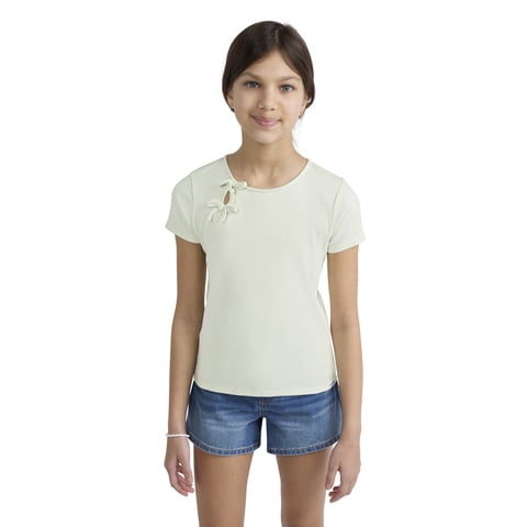 Girls Short Sleeve Bow Top, Sizes 4-16