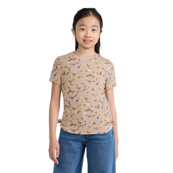 Levi Strauss Signature Girls Ruched Short Sleeve Top, Size 4-16