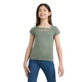 thumbnail image 1 of Levi Strauss Signature Girls Ruched Short Sleeve Top, Size 4-16, 1 of 7