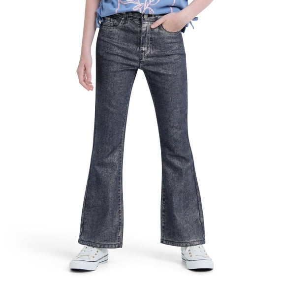 Levi Strauss Signature Girls Silver Coated Flare Jeans, Sizes 5-18