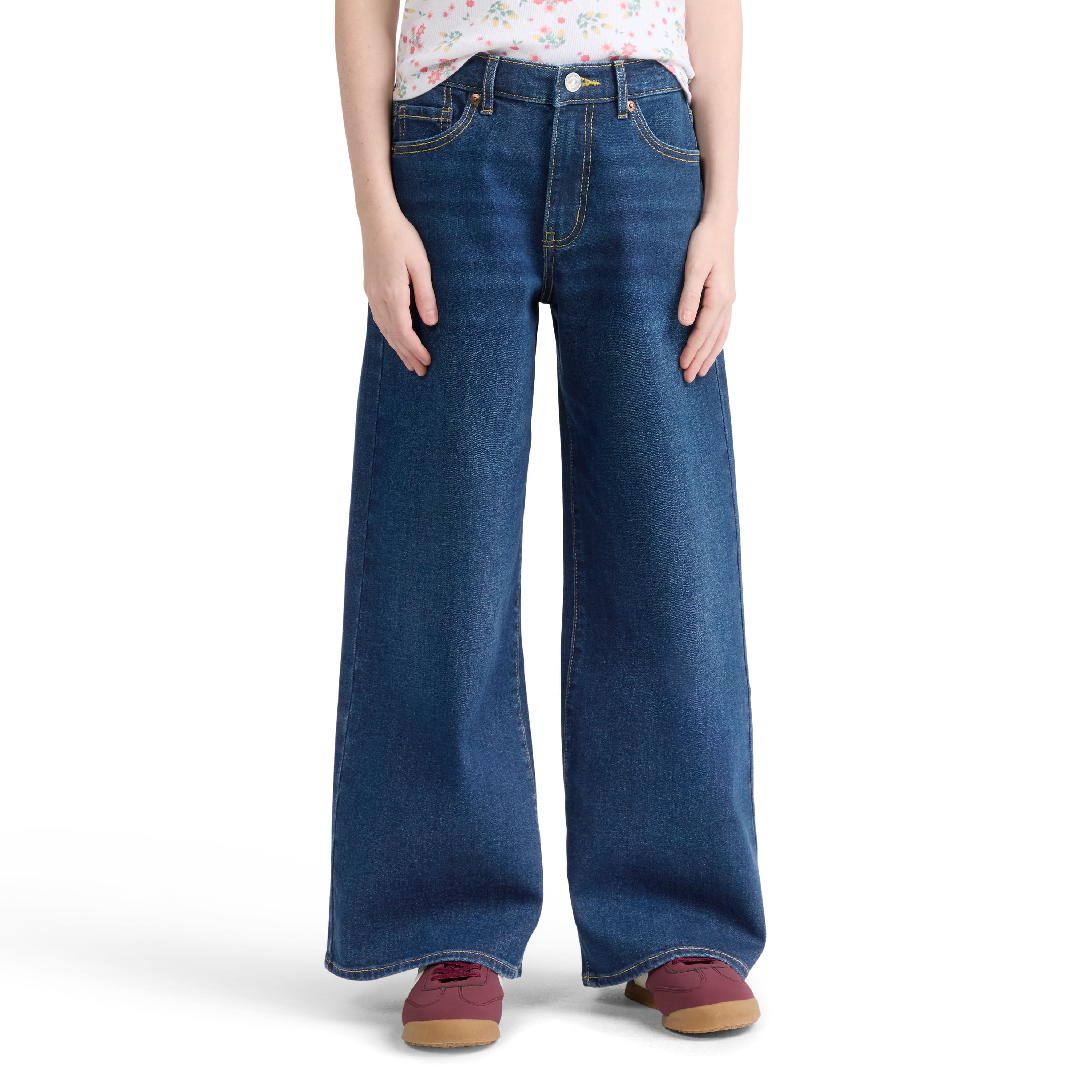 Levi Strauss Signature Girls Wide Leg Baggy Denim Jean, Size 5-18