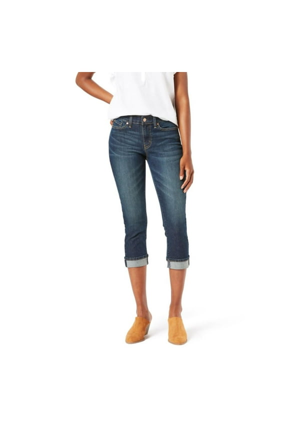 Gold Women's Mid-Rise Slim Fit Capris (Available in Plus Size), Blue Laguna, 10