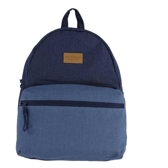 Levi Strauss Signature 17" Unisex Adult Denim Dome Backpack, Dark Stonewash