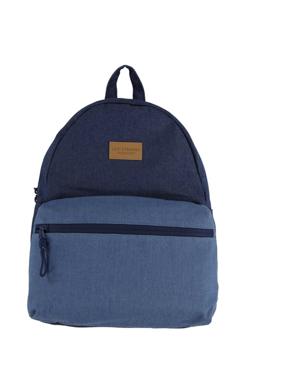 17" Unisex Adult Denim Dome Backpack, Dark Stonewash